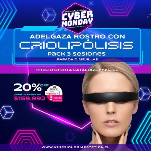 Criolipólisis papada o mejillas pack 3 ses.